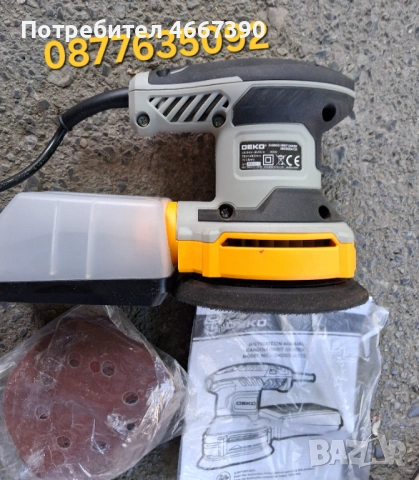 Шлайф машина DEKO Electric Sander with 16 Sandpapers, 14000RPM, 5-Inch, снимка 3 - Шлайфмашини - 54351323