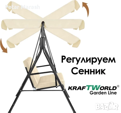 Градинска люлка KraftWorld „Тоскана“ – Усилена конструкция и подарък мека възглавница!, снимка 6 - Градински мебели, декорация  - 50634115