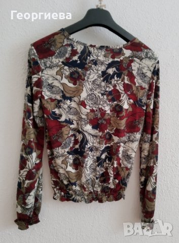 Блуза с дълги ръкави в бежово,бордо и тъмносиньо, снимка 6 - Блузи с дълъг ръкав и пуловери - 37967196