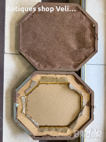 Чифт рисувани картини с рамки и стъкло №8042 , снимка 5 - Антикварни и старинни предмети - 54024567