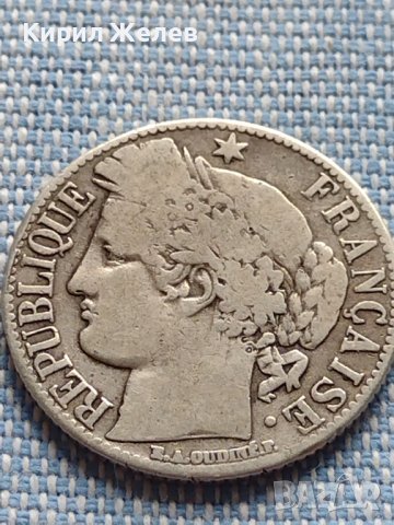 Сребърна монета 1 франк 1872г. Париж Франция 36486