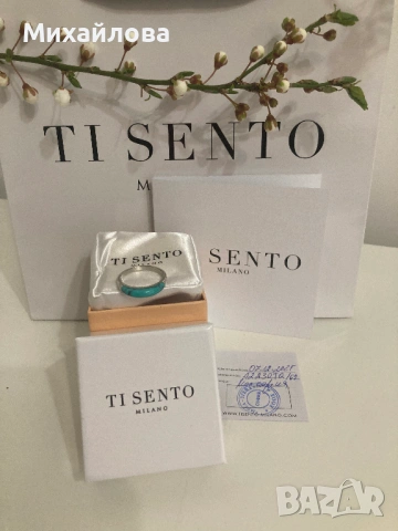 Италиански сребърен пръстен Ti Sento, размер 62, нов, снимка 2 - Пръстени - 54020594