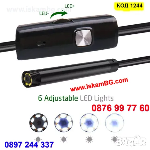 Малка ендоскопска камера за двигатели на коли и тръби с дълъг кабел, за телефон, лаптоп - КОД 1244, снимка 2 - Аксесоари и консумативи - 14053002