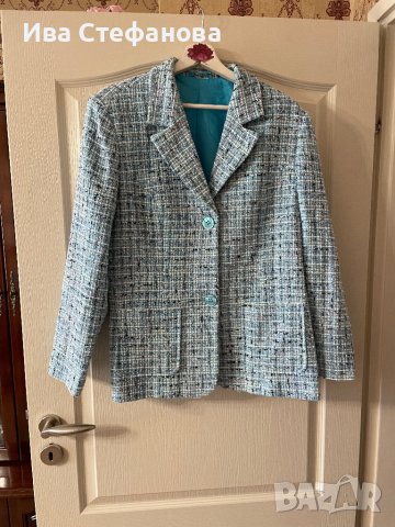 Ново класическо елегантно синьо сако букле 