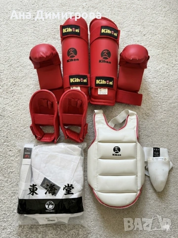 Карате кимоно Токайдо и екипировка за деца-протектори, нагръдник, предпазител слабини