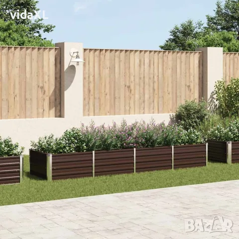 vidaXL Градинска висока леха кафява 320x80x45 см поцинкована стомана, снимка 2 - Саксии и кашпи - 56147581