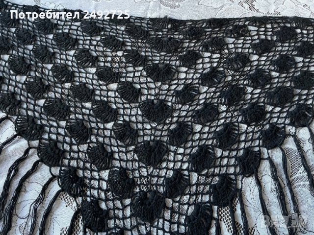 Шал черно, ръчно плетен , снимка 1