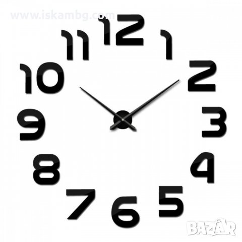 Големи 3д стенни часовници с арабски, римски и др цифри - лепящи, снимка 16 - Други - 37632258