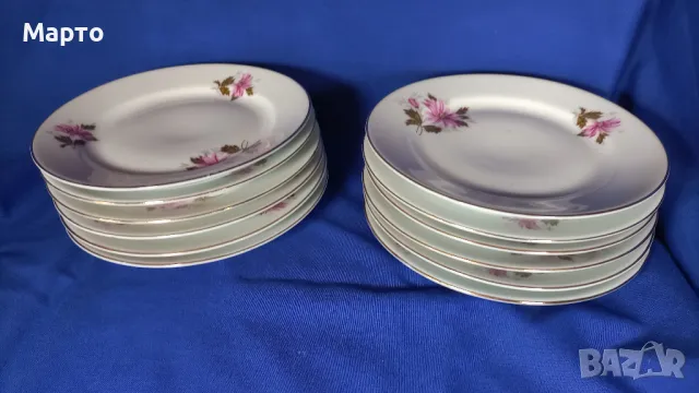 Български, порцеланови, десертни чинии, 6 бр, снимка 4 - Чинии - 50169607