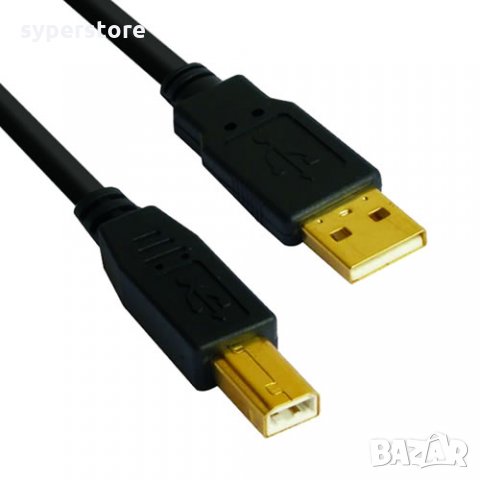 Кабел USB2.0 към USB Type B 1.8m Черен High Grade GOLD plated VCom SS001292 Cable USB - USB Type B M