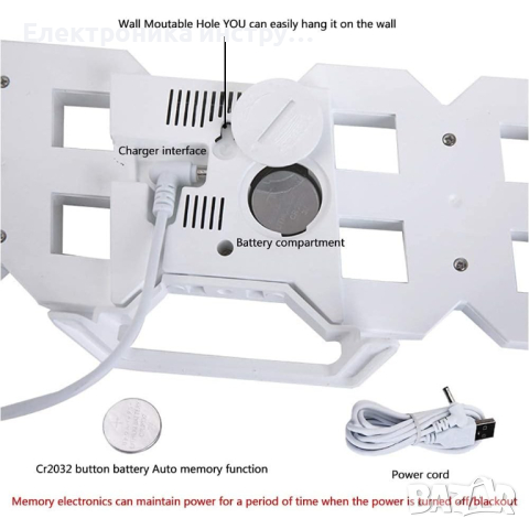 GH0719L Дигитален светещ LED часовник Аларма - Син, снимка 2 - Други стоки за дома - 44685948