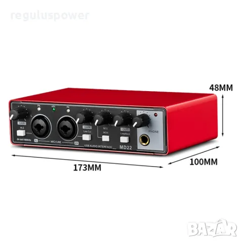 Смесител, професионален USB аудио интерфейс RP-MD22 G2, 24 bit/192kHz, Plug and Play , снимка 4 - Аудиосистеми - 50245571