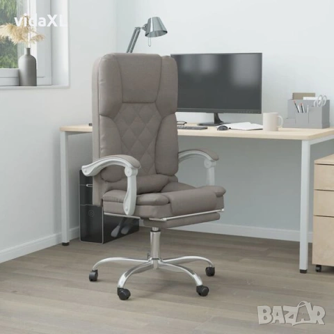 vidaXL Масажен наклоняем офис стол, таупе, текстил(SKU:349683), снимка 2 - Масажори - 54179172