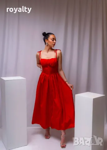 Червена стилна дамска рокля , снимка 2 - Рокли - 50047796