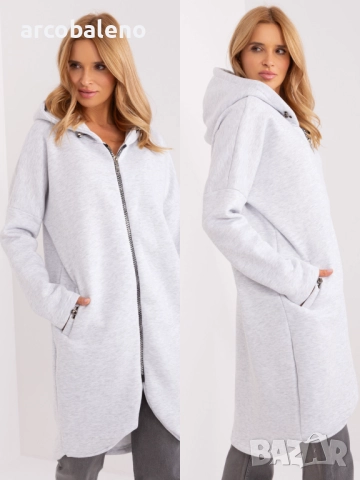 Дамски дълъг преходен суичър с качулка и цип Tina, 5цвята , снимка 6 - Суичъри - 52930321