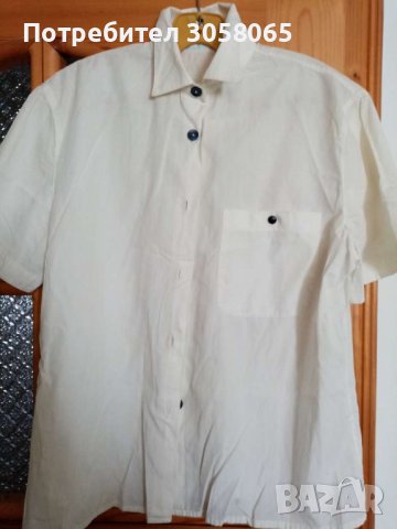 бяла риза с къс ръкав L XL размер