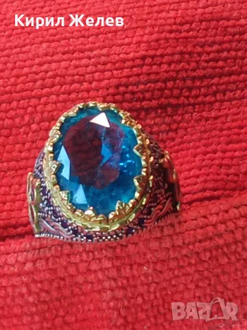 ВЕЛИКОЛЕПЕН СКЪПОЦЕНЕН СРЕБЪРЕН ПРЪСТЕН МАРКОВО СРЕБРО 925 CG с БРОНЗОВ ОБКОВ и СИН ЦИРКОН 50127, снимка 15 - Пръстени - 49351622