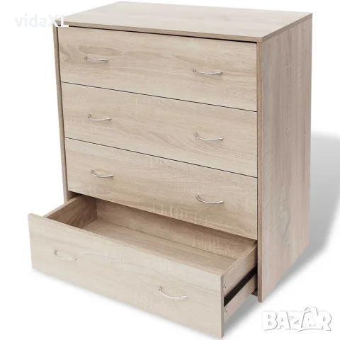 vidaXL Сайдборд с 4 чекмеджета, 60 x 30,5 x 71 см, цвят дъб