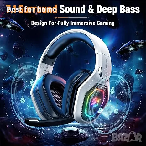 Ozeino 2,4 GHz безжични геймърски слушалки за PC, Ps5, Ps4, снимка 3 - Слушалки и портативни колонки - 49398180