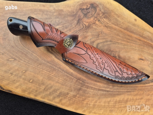 Ръчно изработен ловен нож с кожена кания LN424, снимка 4 - Ножове - 52324870