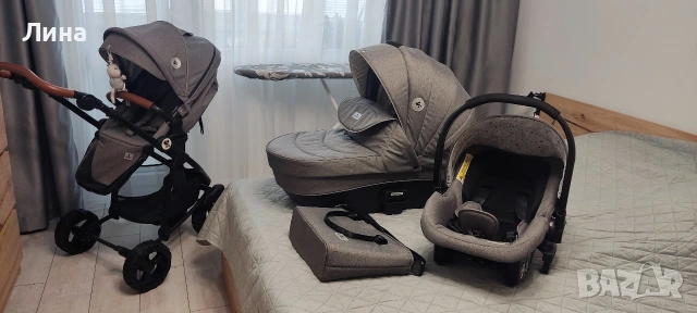 LORELLI Premium Комбинирана количка 3в1 CRYSTA GREY , снимка 3 - Детски колички - 54155562