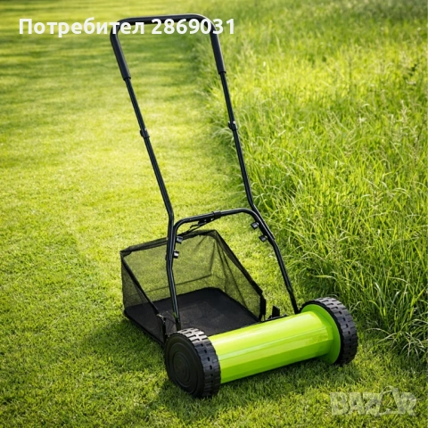 Ръчна косачка за трева с кош 40 см (16") – 5 остриета, регулируема височина, снимка 2 - Други - 53938649