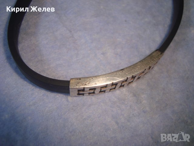 ФЕШЪН АРТ СРЕБЪРНА ГРИВНА СРЕБРО 925 със СИЛИКОНОВА КАИШКА 27236, снимка 12 - Гривни - 36867742