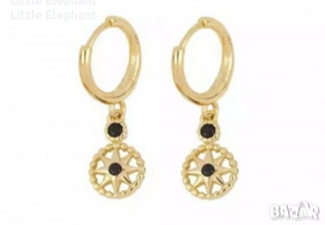 Сребърни висящи обеци,shining stars,Black and Gold/нови