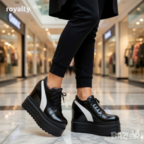 Кецове на платформа - черно с бяло