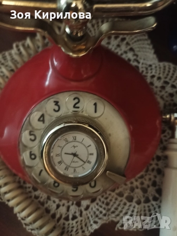 Антикварен телефон с часовник, снимка 2 - Антикварни и старинни предмети - 52562928