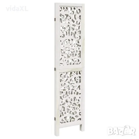 vidaXL Разделител за стая, 3 панела, бял, дърво пауловния масив, снимка 5 - Паравани - 56147360