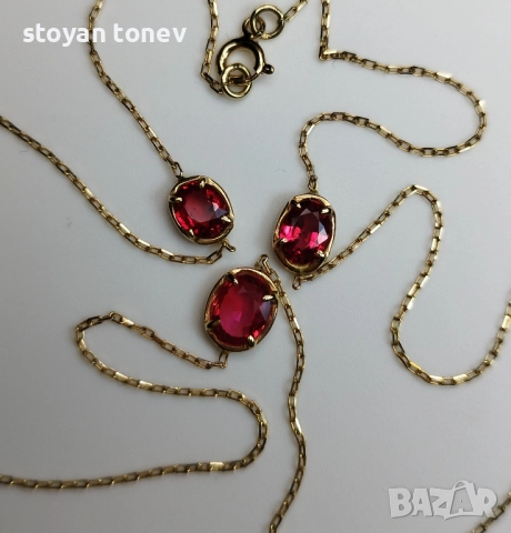 Златна верижка/гривна с естествени рубини! Уникат с многолика визия! Нов!, снимка 11 - Колиета, медальони, синджири - 48198235