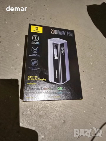 Външна батерия Baseus 20000 mAh, 145 W с вграден прибиращ се кабел, снимка 9 - Външни батерии - 51702618