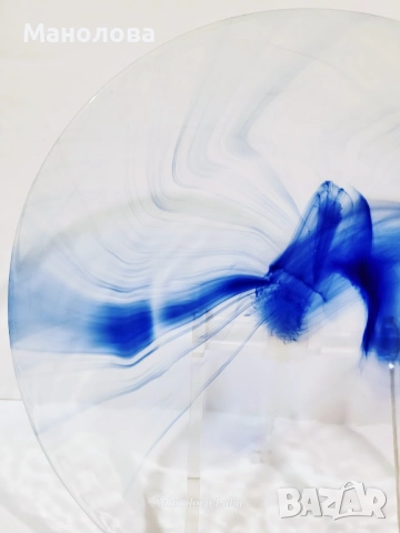 Винтидж стъклени чинии Bormioli Rocco Murano Blue Swirl, снимка 3 - Други ценни предмети - 52960399