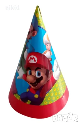 Супер Марио Super Mario картонена парти шапка шапки рожден ден, снимка 2 - Други - 41329105