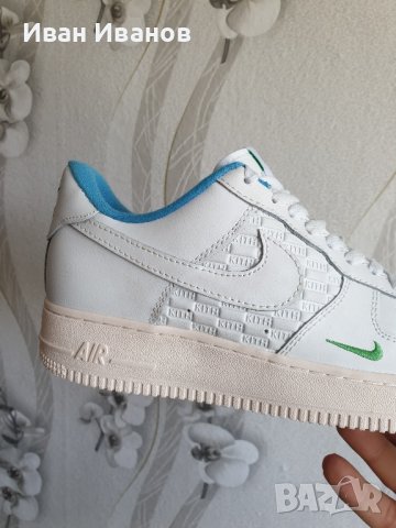 оригинални маратонки  Kith Nike Air Force 1 Low White Blue Lagoon DC9555-100, снимка 6 - Маратонки - 42444684