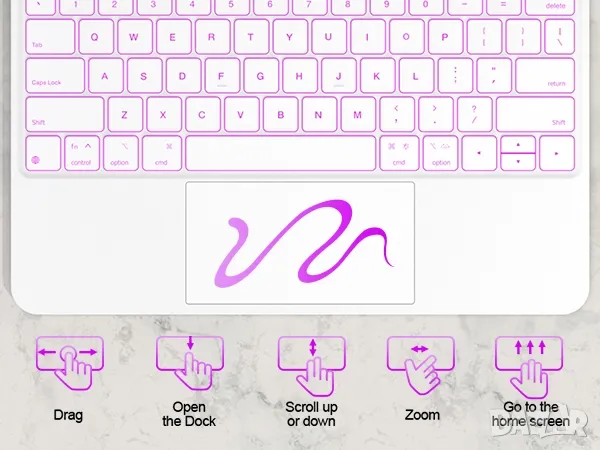 Калъф с магнитна клавиатура за iPad Air 13 инча 2024 M2,iPad Pro 12,9 инча (6-то/5-то/4-то/3-то), снимка 10 - Таблети - 49661184