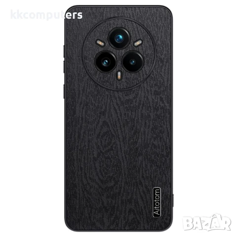Realme 14 Pro 5G Удароустойчив Wood Texture PU Leather/ Coated PC TPU Кожен Калъф и Протектор