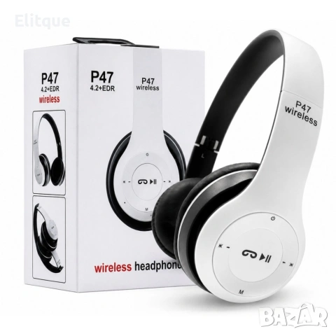 Безжични Bluetooth слушалки P47, Bluetooth 4.2+EDR, Вграден микрофон, MicroSD слот, MP3 плеър, снимка 7 - Друга електроника - 54352449