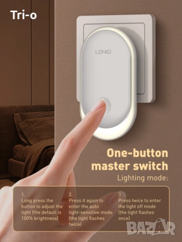 LDNIO Умна нощна лампа с EU щепсел за контакт, LED енергоспестяваща, за спалня, детска лампа за сън