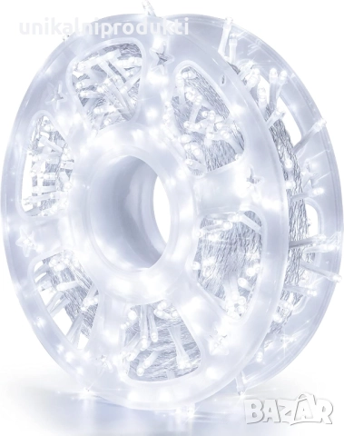 външни коледни лампички 50м макара с флаш ефект студено бял 500 диода 