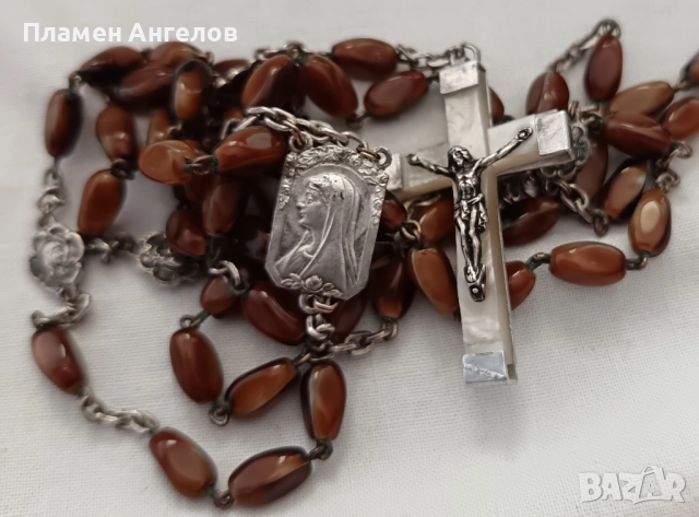 Винтидж религиозна католическа броеница. , снимка 8 - Колиета, медальони, синджири - 52230477
