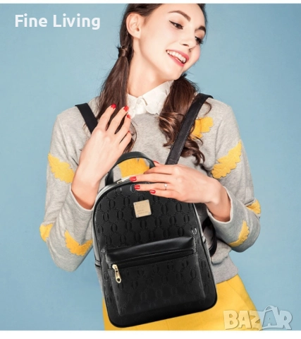 Комплект раница и 3 чантички / Цвят: Черен, снимка 13 - Раници - 52141551