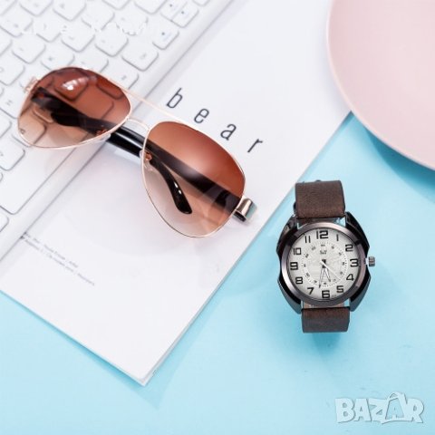 Мъжки подаръчен комплект, красиво опакован ръчен часовник и комплект слънчеви очила 2 в 1 , снимка 2 - Мъжки - 44327836