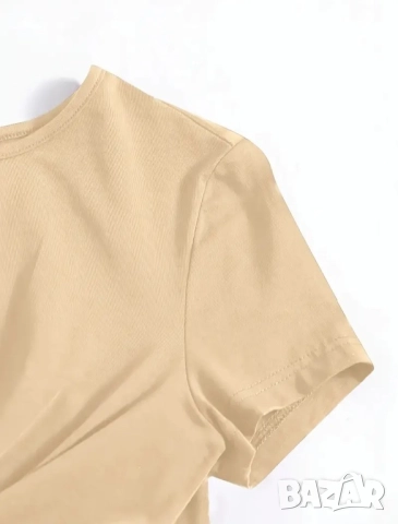 Дамски бежов топ с ефектен дизайн, снимка 5 - Корсети, бюстиета, топове - 51530329