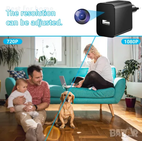 Скрита камера в зарядно с WiFi директно наблюдение и запис от Igzyz Spy Camera WiFi, снимка 2 - Камери - 49603472