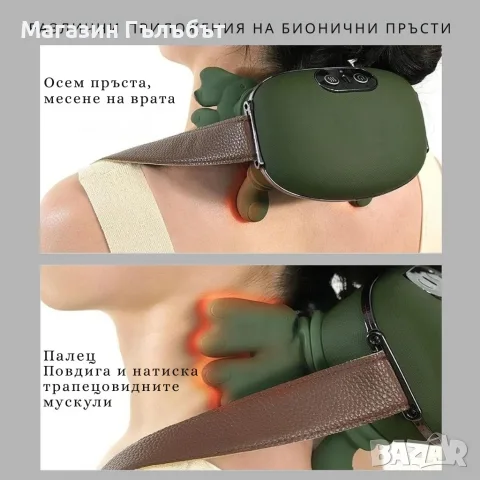 Масажор за врат и рамене с топлина, USB зареждане - 4D масаж, снимка 3 - Масажори - 56104154