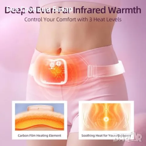 Нов Comfytemp Безжичен Нагряващ Колан Менструални Болки Масаж 3 Температури, снимка 4 - Масажори - 56212105