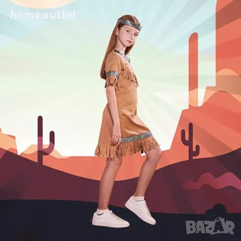 Костюм индианско племе - момиче, различни размери, снимка 2 - Детски комплекти - 47692939