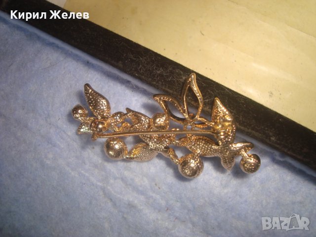 ПОЗЛАТЕНА ЕМАЙЛИРАНА ФЛОРАЛНА АЖУРНА КРИСТАЛНА АРТ БРОШКА 11899, снимка 7 - Други - 37785409